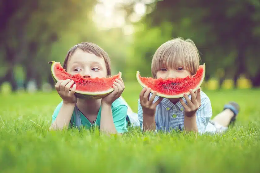 2 Children eating Watermelon Willow Chiropractic