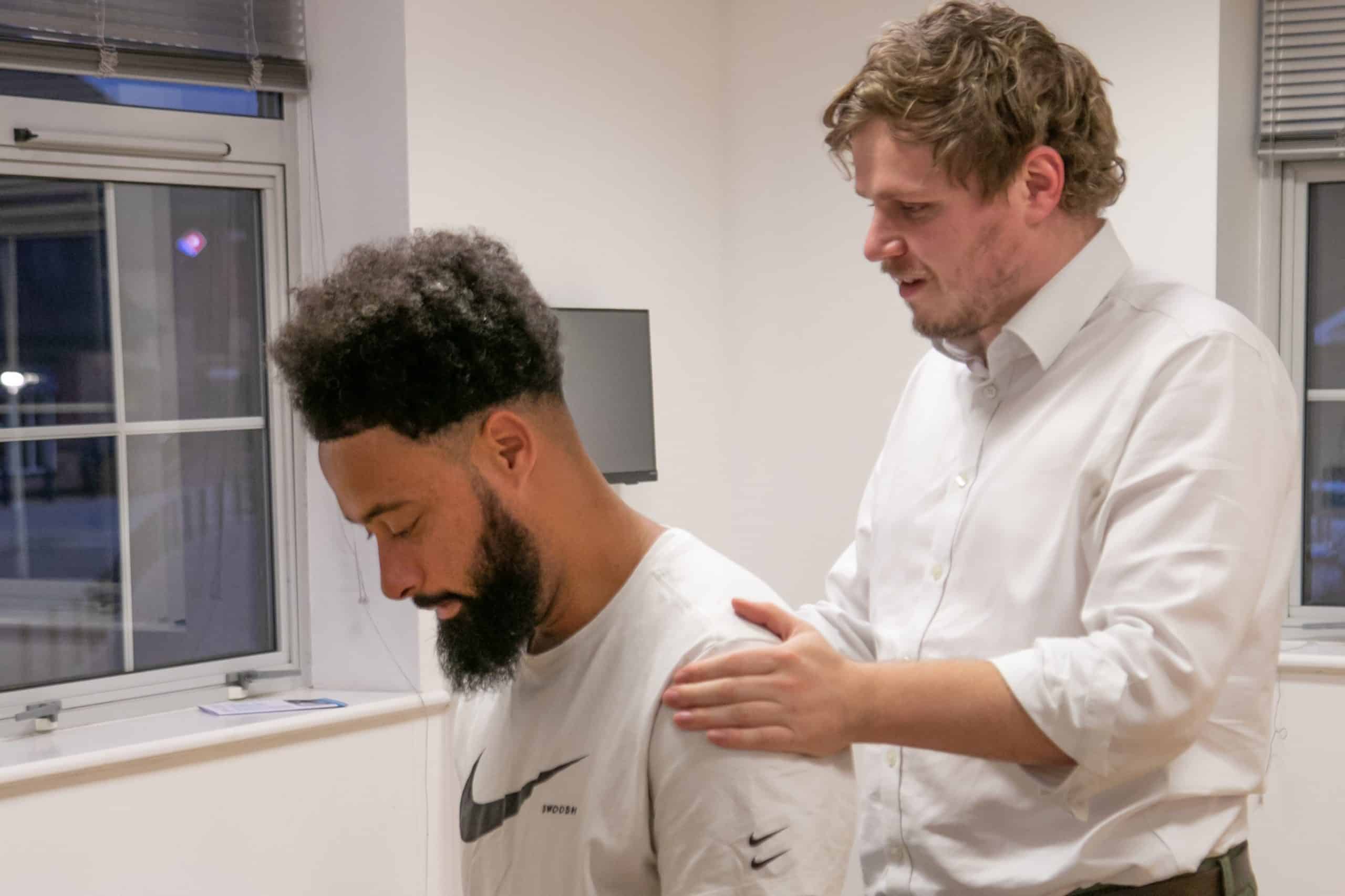 find your local chiropractor clinic Willow Chiropractic Emersons Green man having a chiropractic consultation